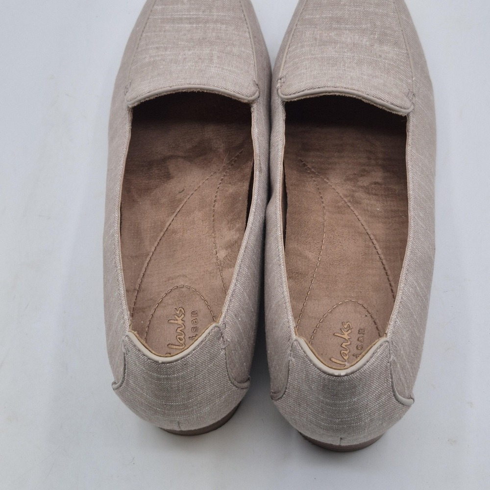 Clarks Shoes Womens Size 9.5 Taupe Textile Loafer Flats Slip On Low Heel EU 41 - Picture 10 of 12